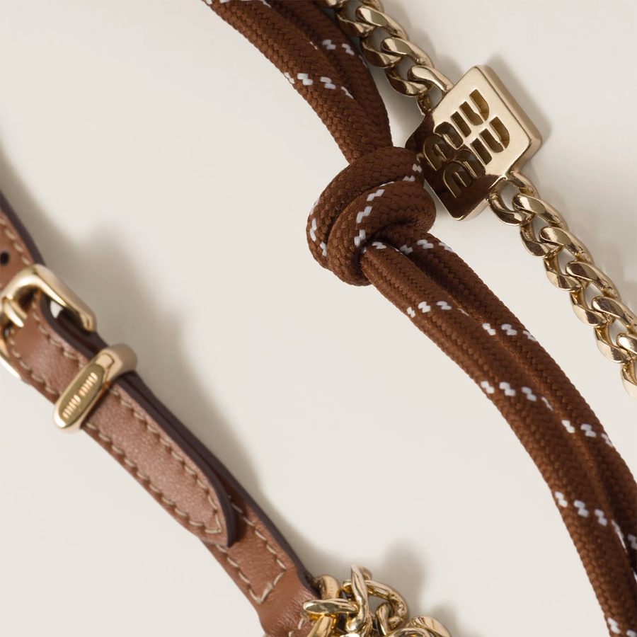 Leather, cord and metal trick keyring
