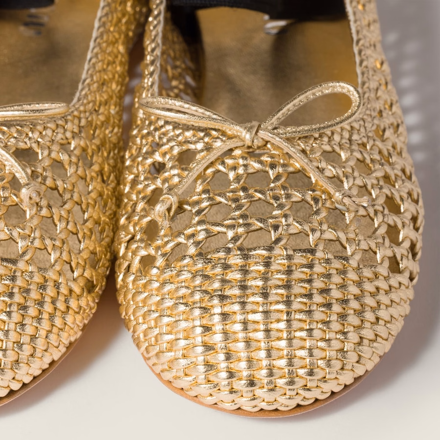 Woven mordoré nappa leather ballerinas