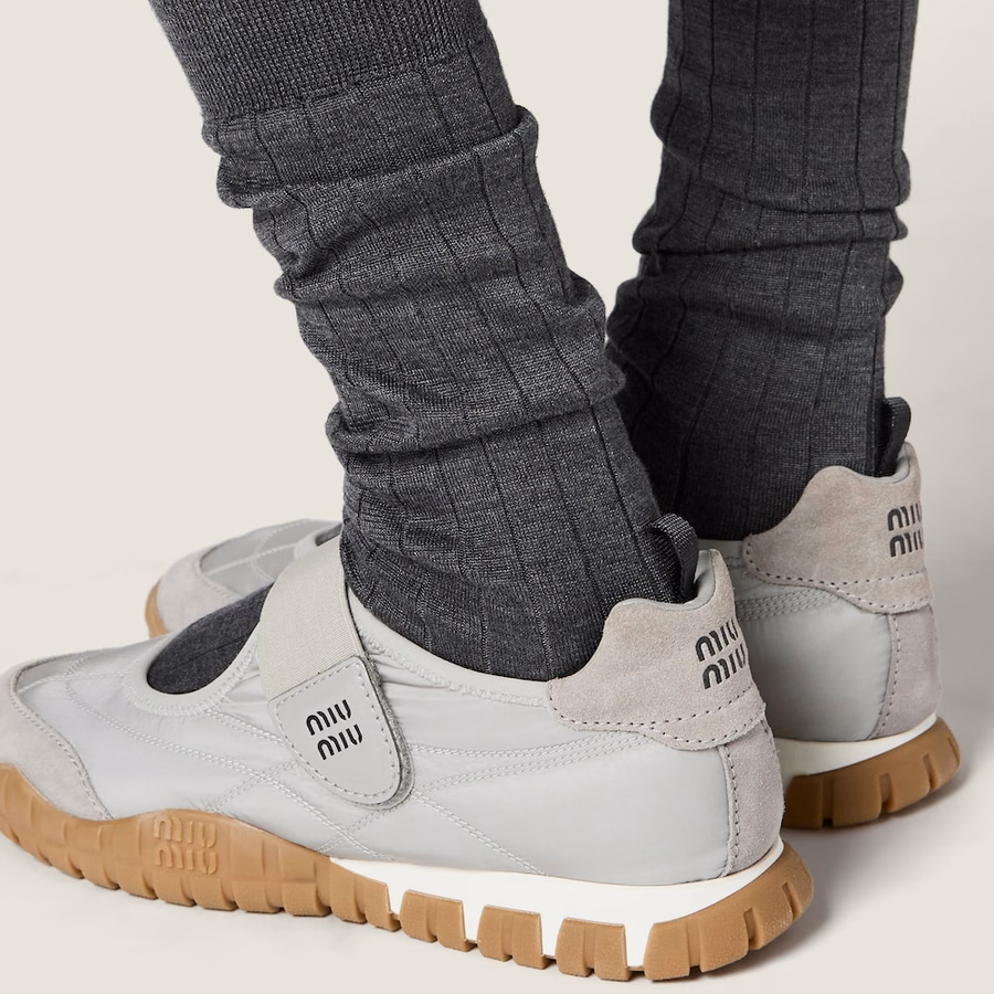 Tyre technical fabric and suede ballerinas