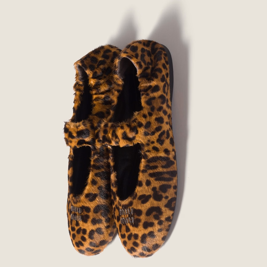 Ruches printed leather ballerinas