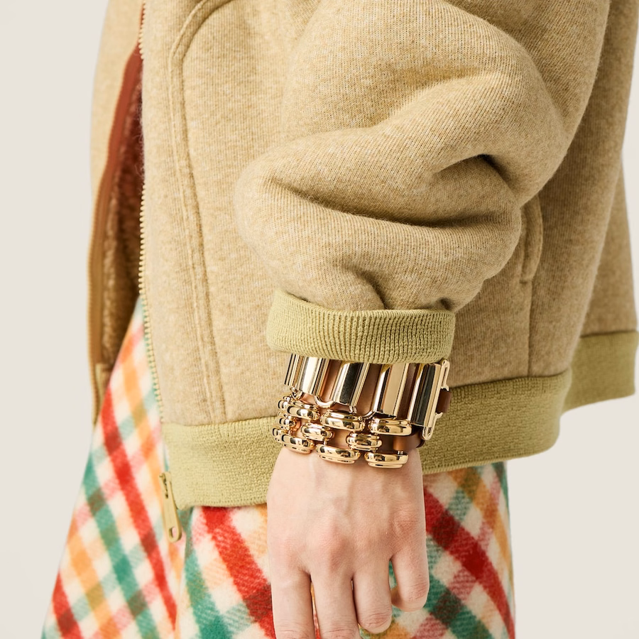Metal and leather bracelet