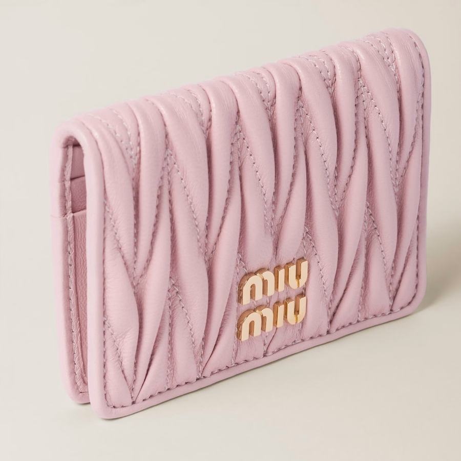 Matelassé nappa leather card holder