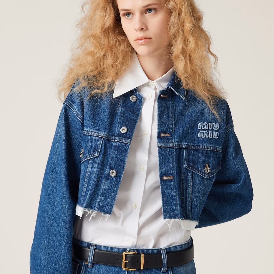 Denim blouson jacket
