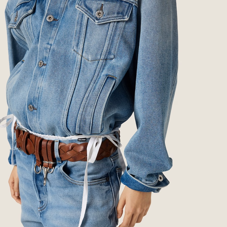 Washed denim and suede blouson jacket