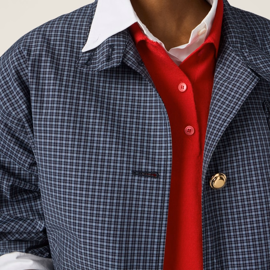 Checked technical fabric blouson jacket