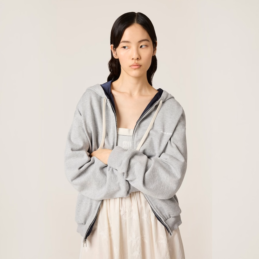 Jersey and technical pongé blouson jacket