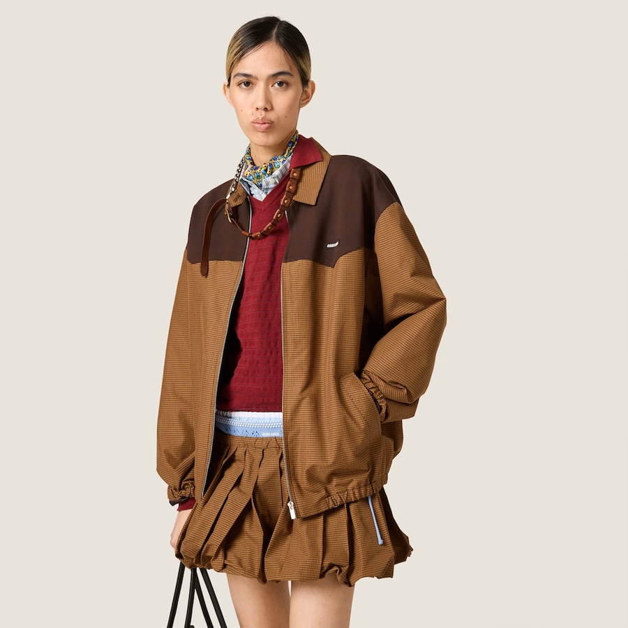Gingham check blouson jacket
