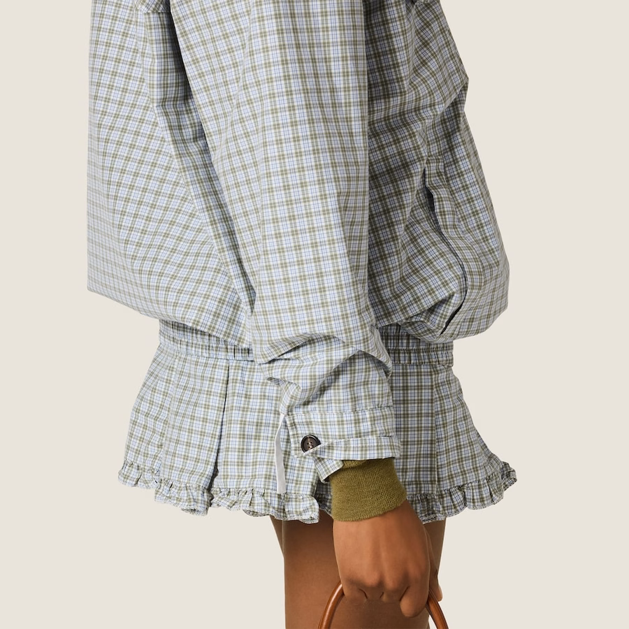 Checked technical fabric blouson jacket
