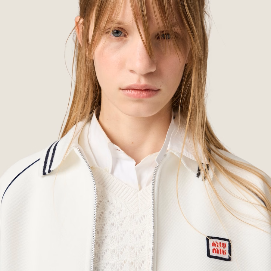 Bonded cotton piqué blouson jacket