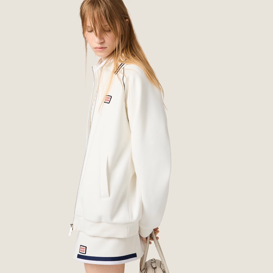 Bonded cotton piqué blouson jacket