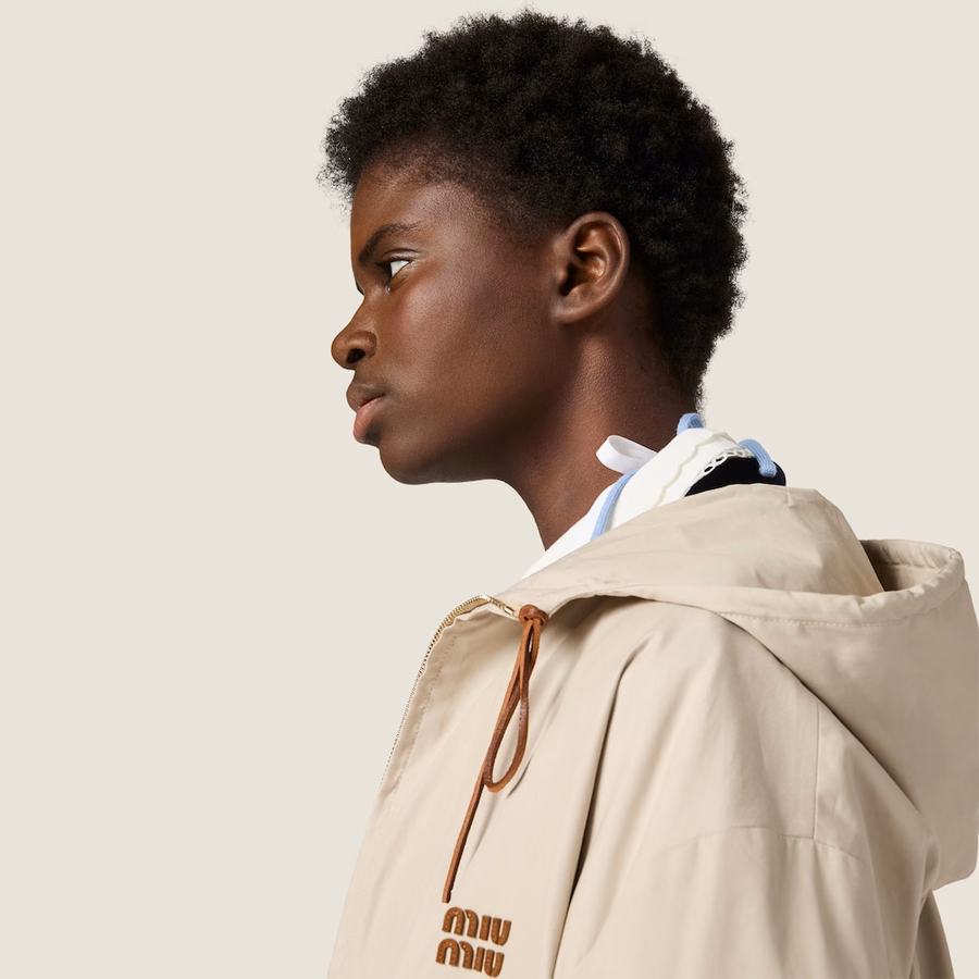 Single-breasted Panama cotton caban jacket