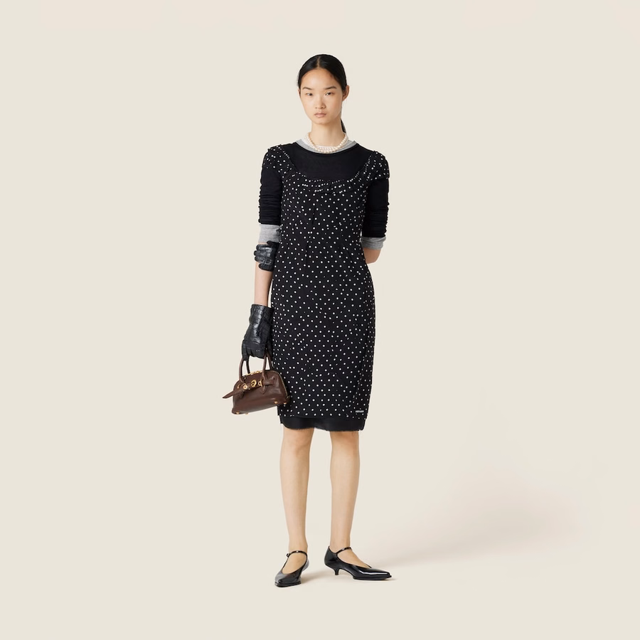 Ribbed knit jersey dress