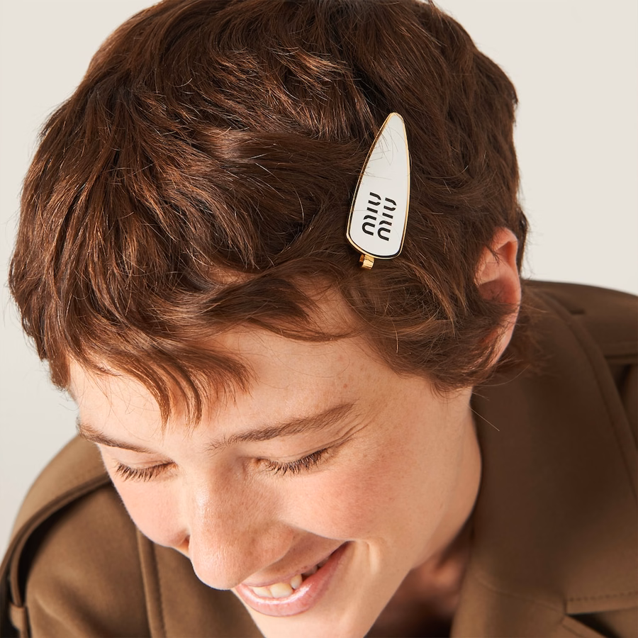 Enameled metal hair clip