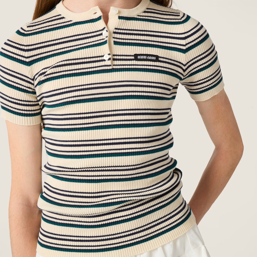 Cotton knit Henley shirt