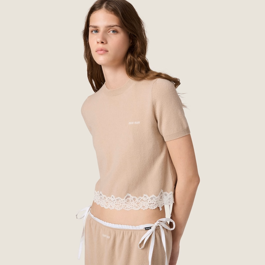 Cashmere and lace jersey