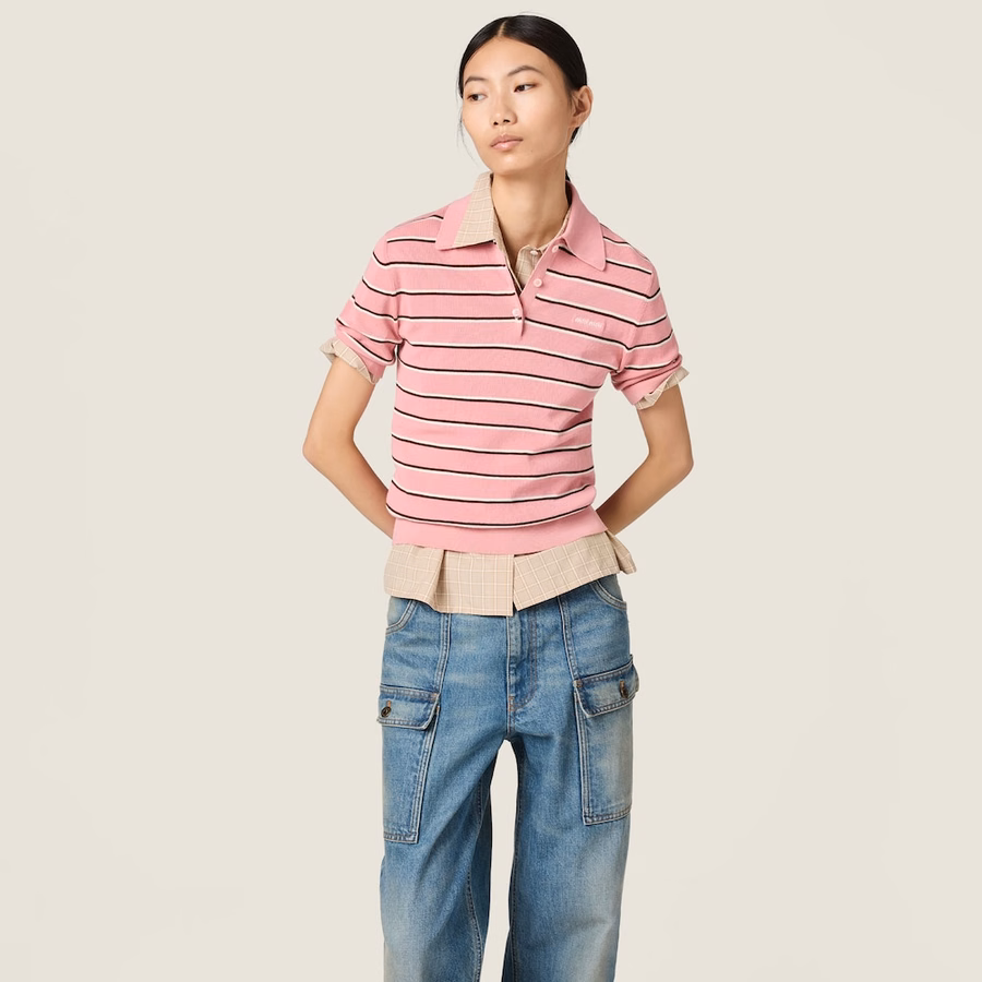 Cotton knit polo shirt