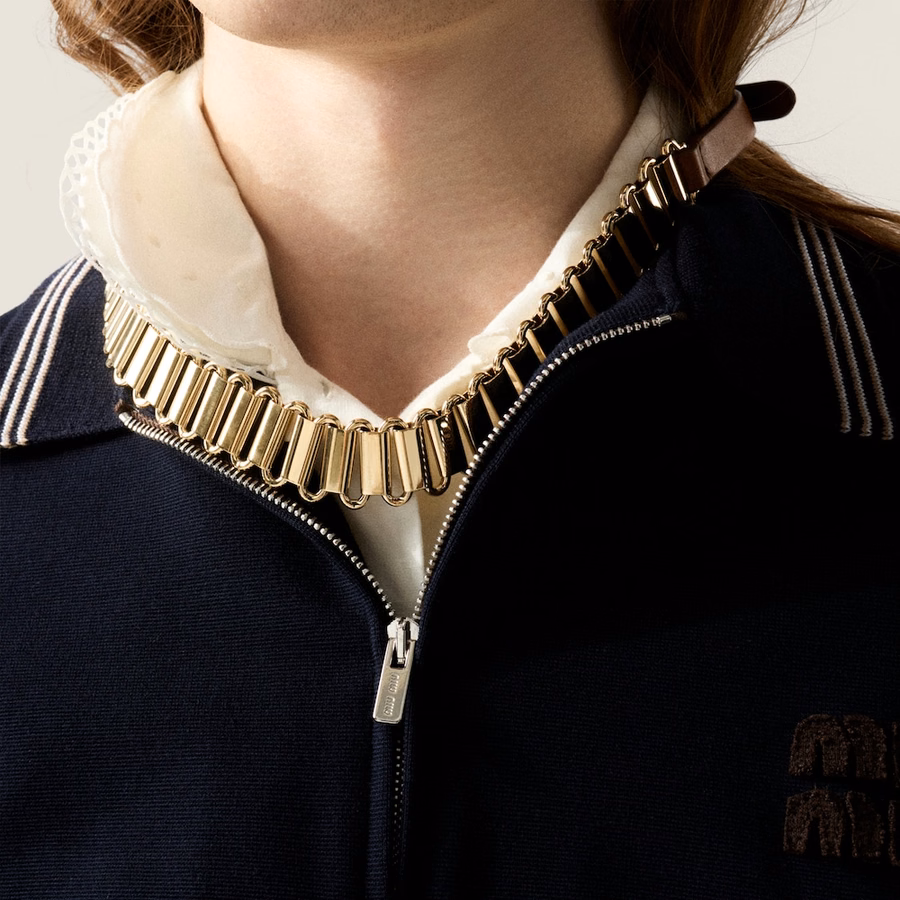 Metal and leather necklace