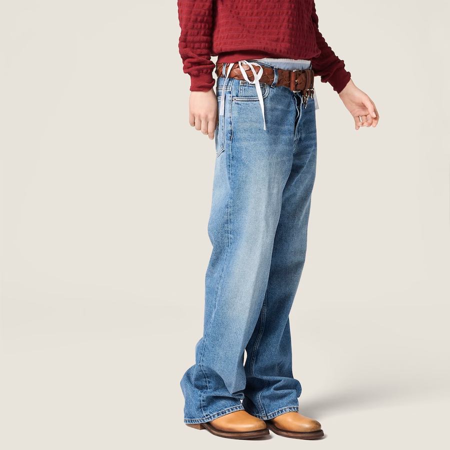 Washed denim jeans