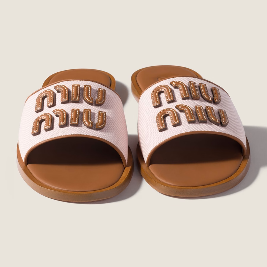 Canvas and leather slides
