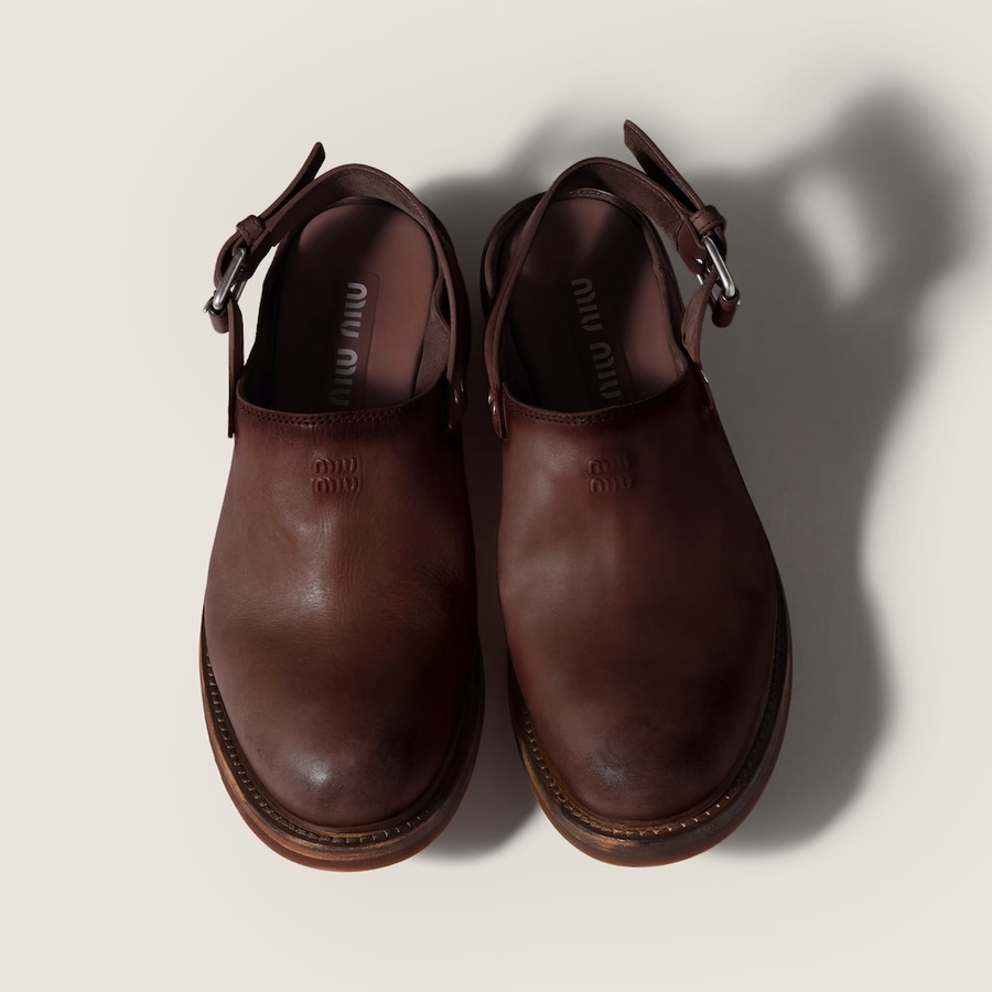 Foule leather mules
