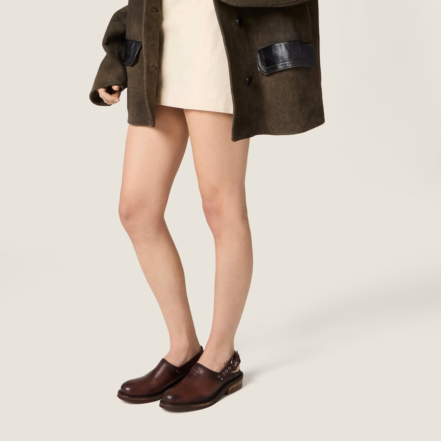 Foule leather mules