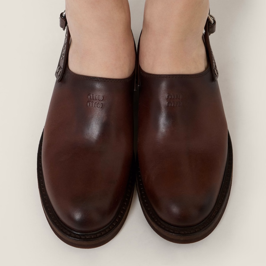 Foule leather mules