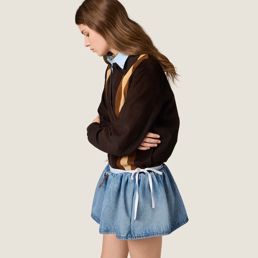 Washed denim miniskirt