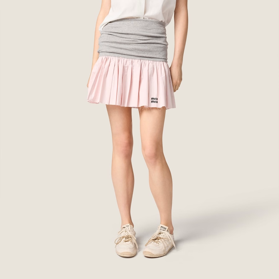 Jersey and poplin skirt