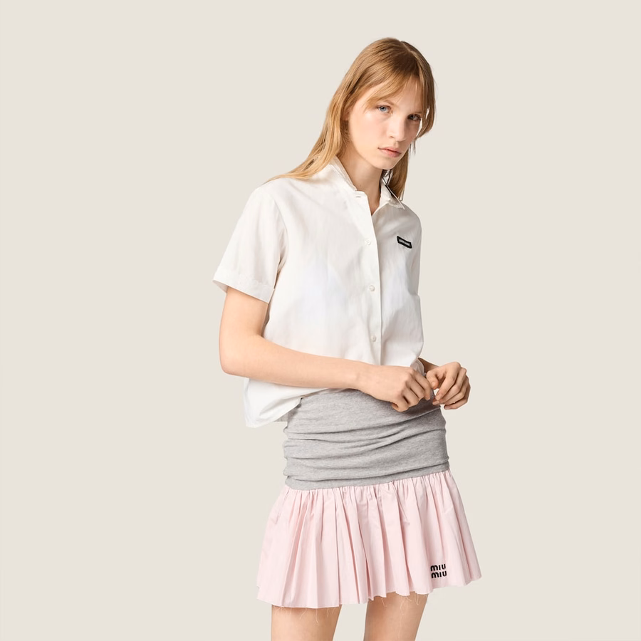 Jersey and poplin skirt