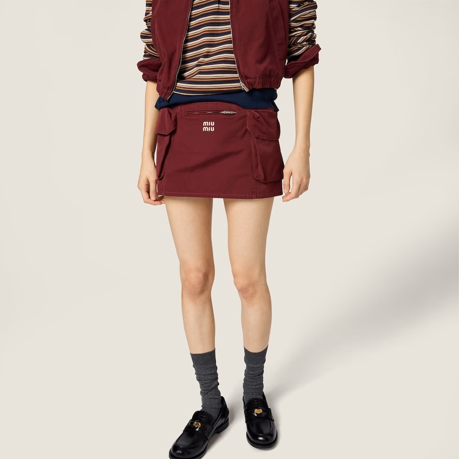 Washed poplin miniskirt