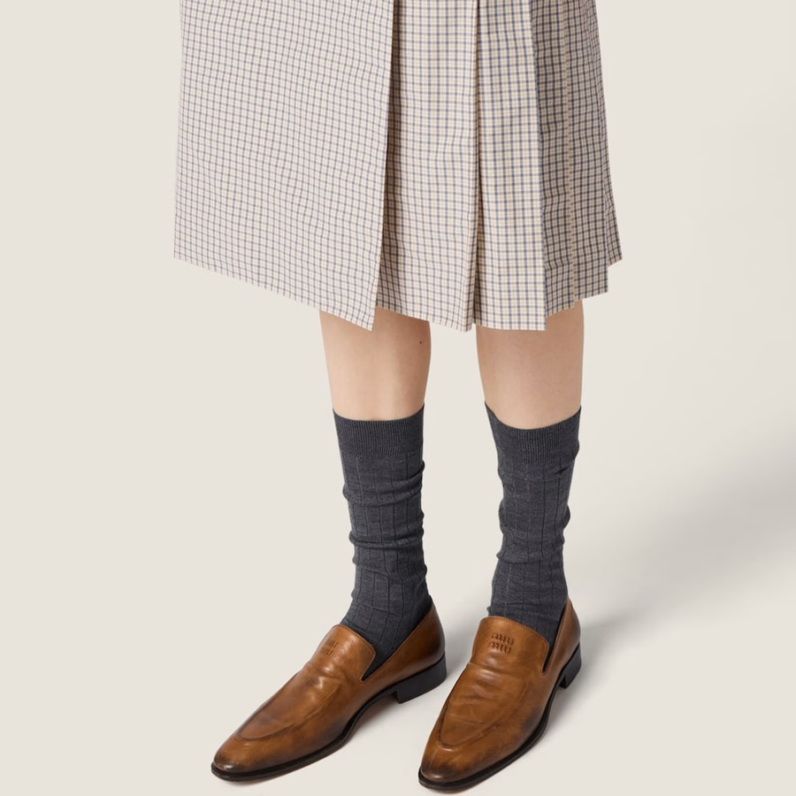 Checked technical fabric skirt