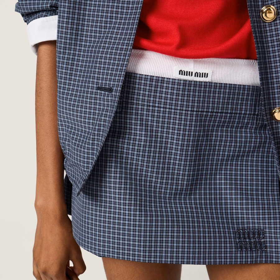 Checked technical fabric mini skort