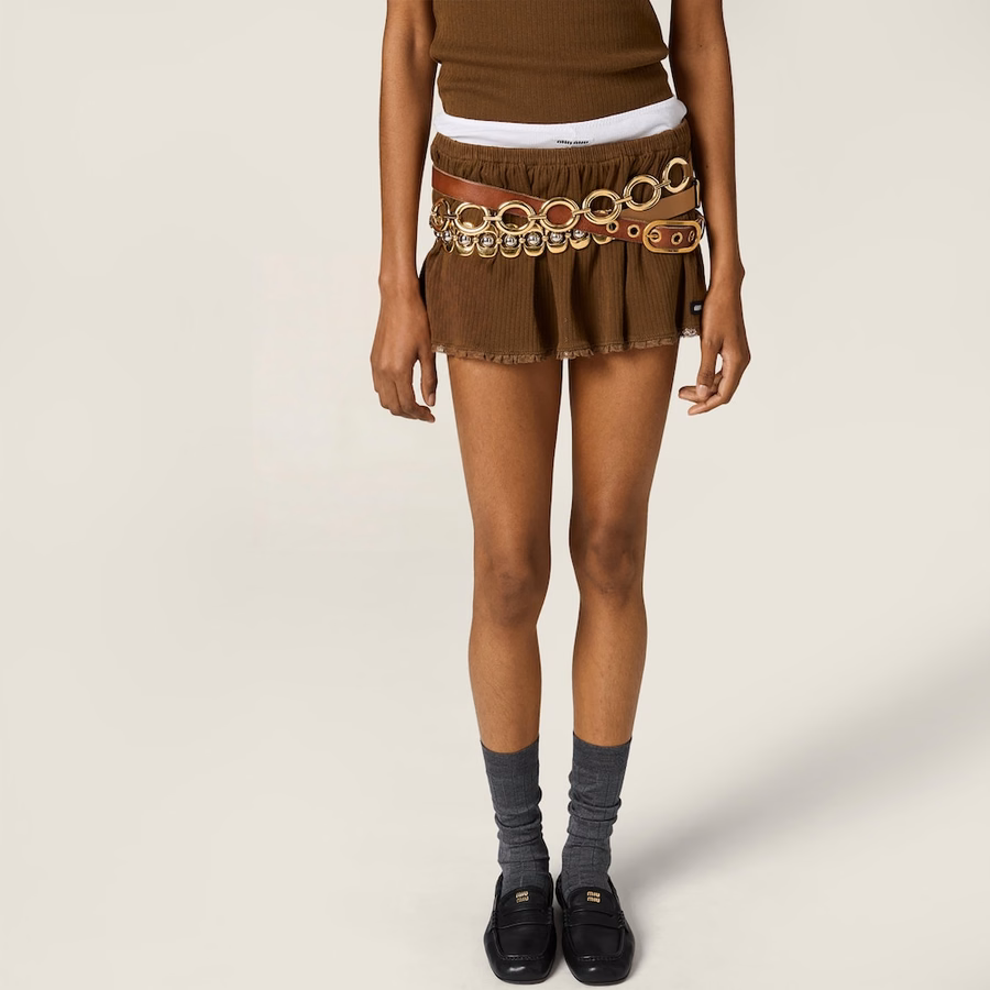 Garment-dyed cotton miniskirt
