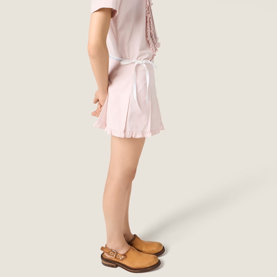 Poplin pleated miniskirt