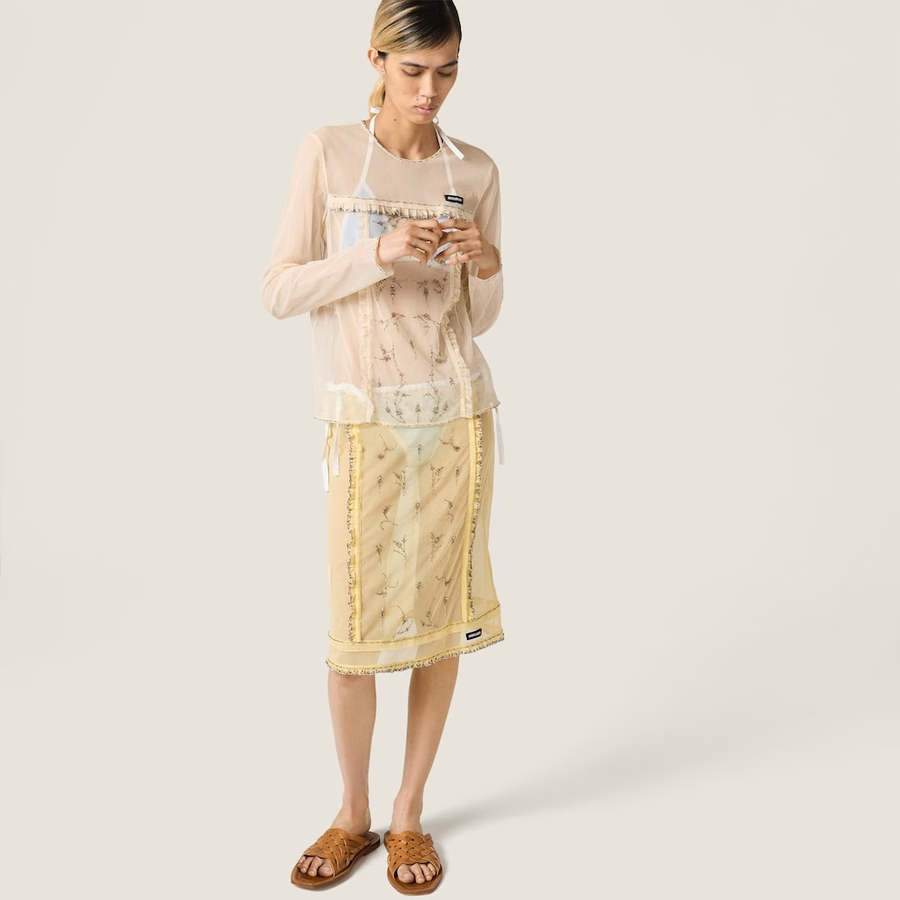 Embroidered tulle skirt