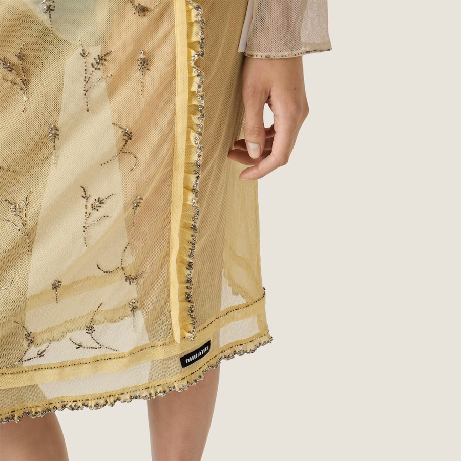Embroidered tulle skirt