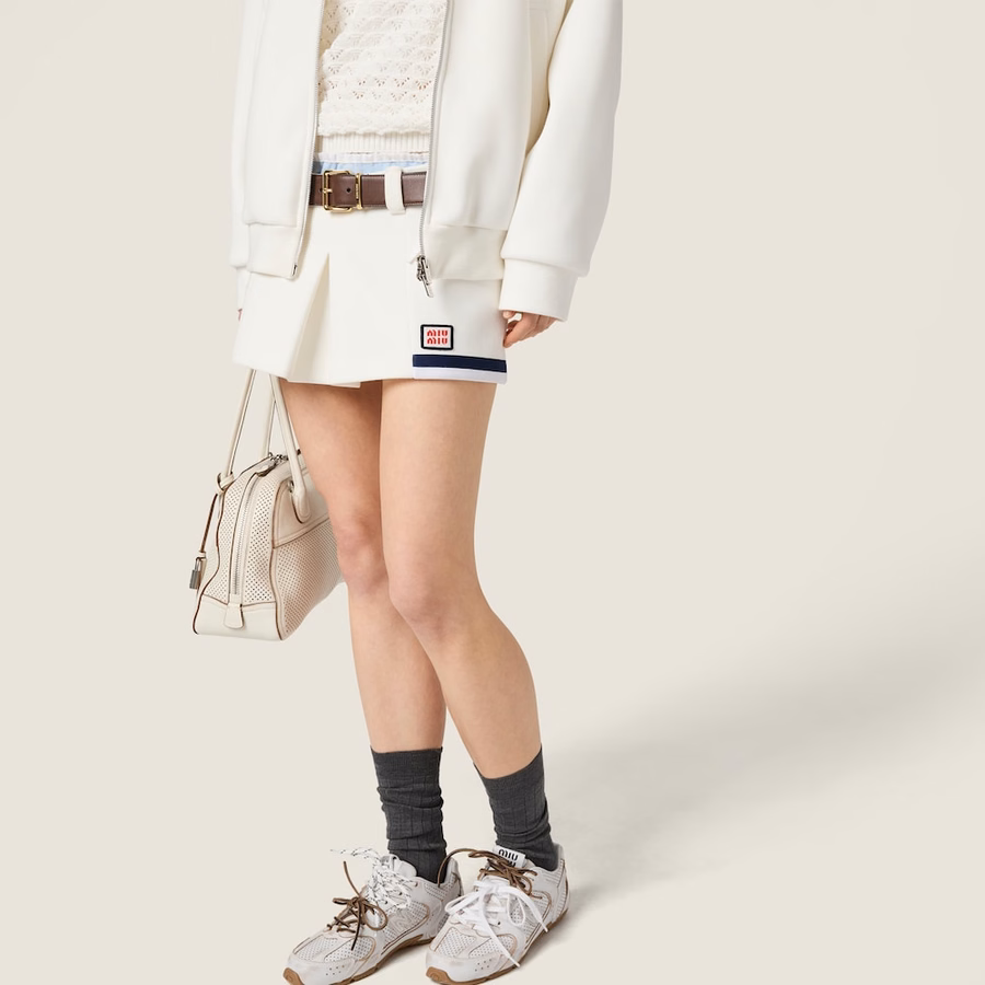 Bonded cotton piqué miniskirt