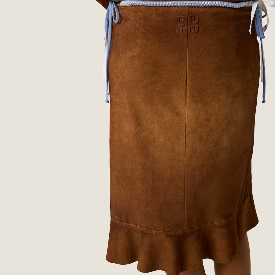 Waxed suede skirt