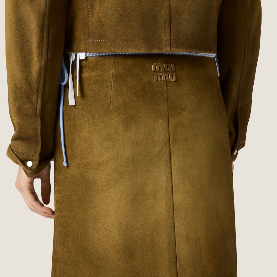 Waxed suede skirt