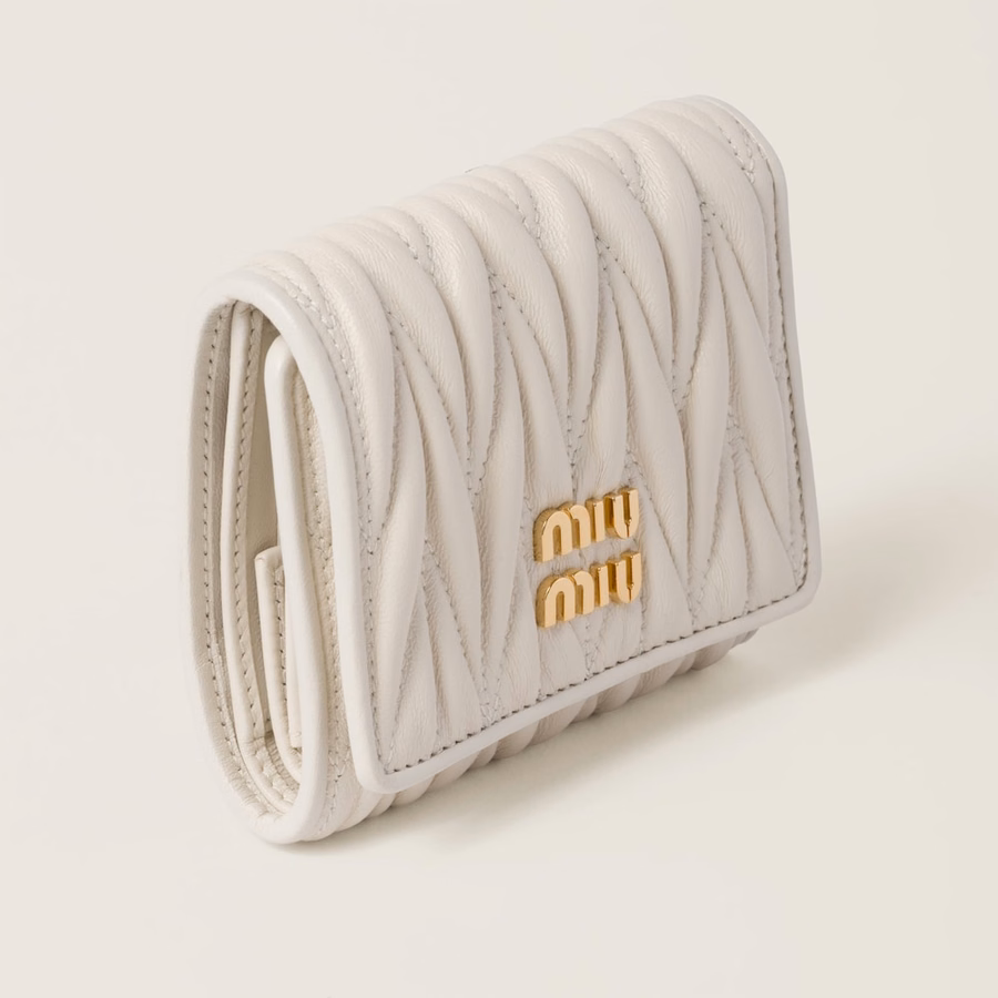 Small matelassé nappa leather wallet