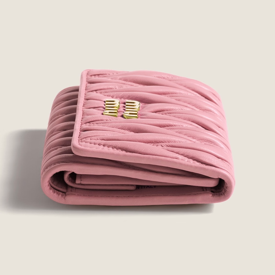 Small matelassé nappa leather wallet