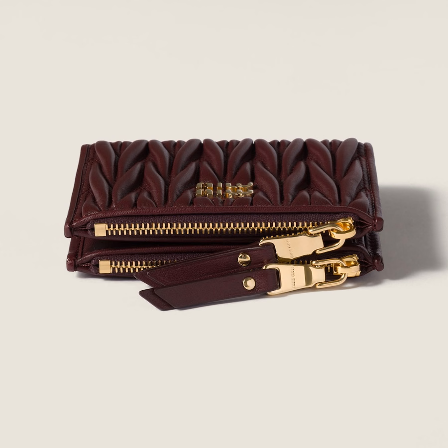 Matelassé nappa leather small wallet