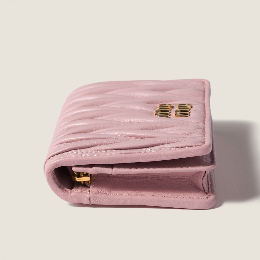 Small matelassé nappa leather wallet