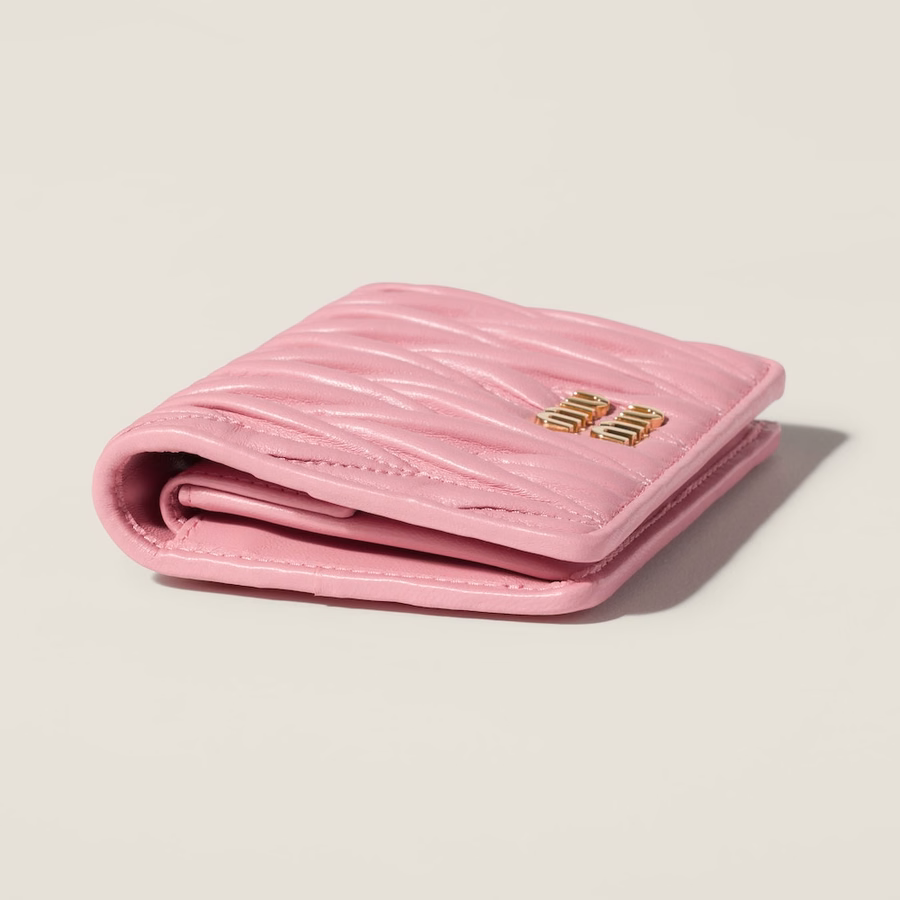 Small matelassé nappa leather wallet