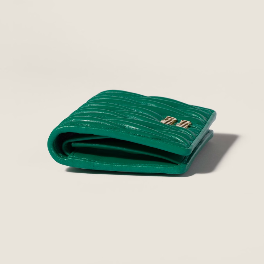 Small matelassé nappa leather wallet