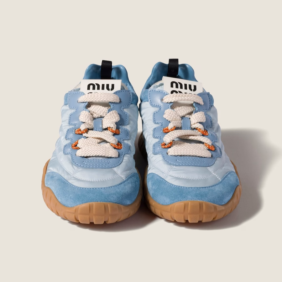 Tyre technical fabric and suede sneakers