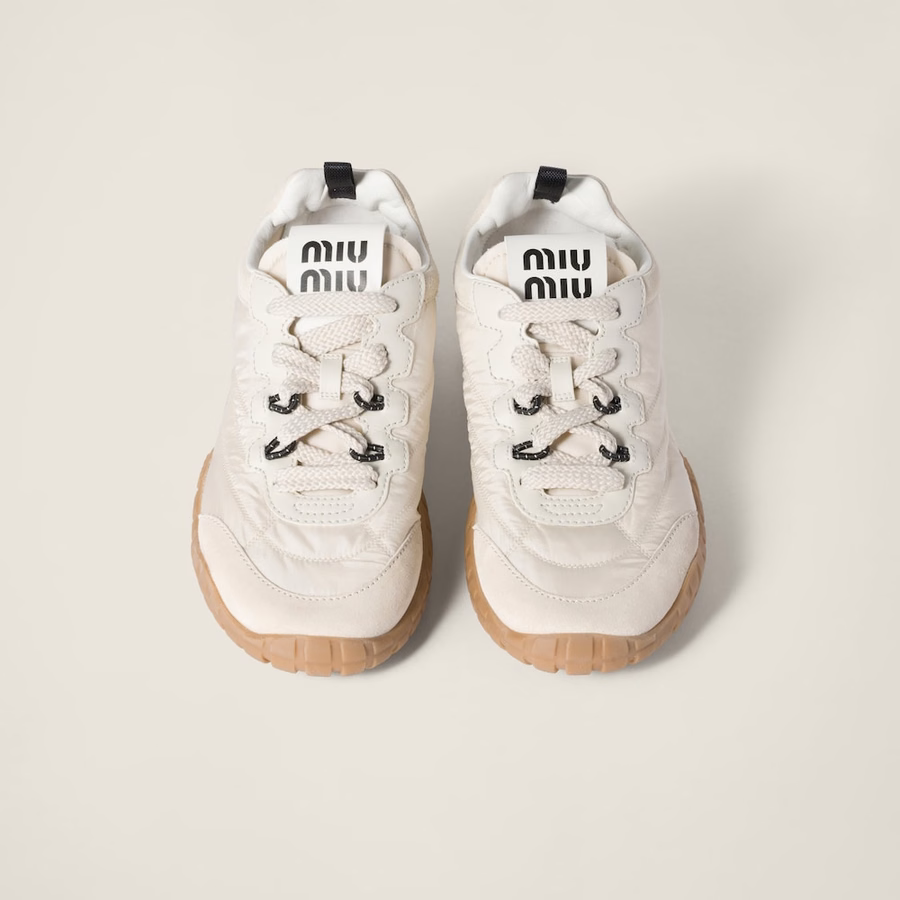 Tyre technical fabric and suede sneakers