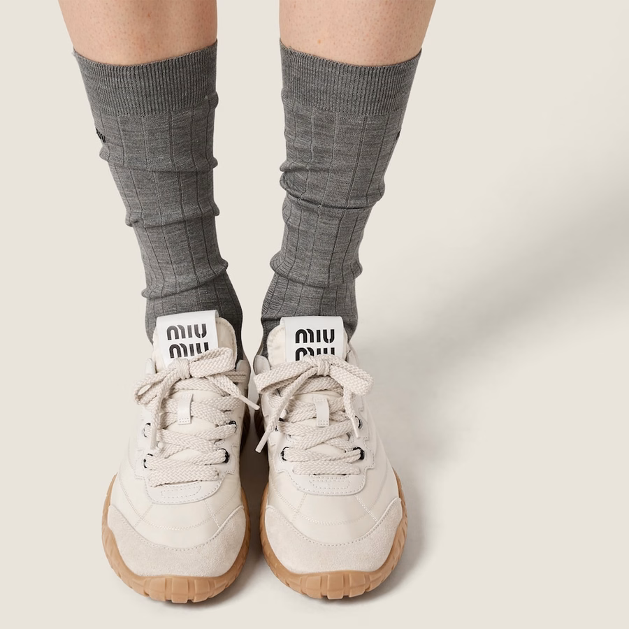 Tyre technical fabric and suede sneakers