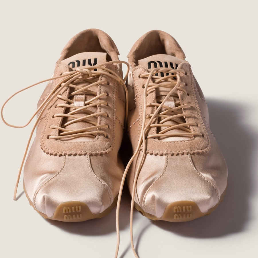 Plume satin sneakers