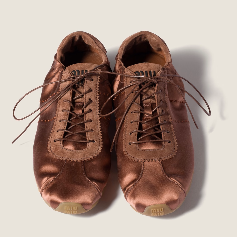 Plume satin sneakers